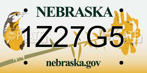 1Z27G5 Nebraska License Plate