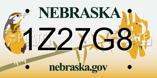 1Z27G8 Nebraska License Plate