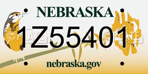 1Z55401 Nebraska License Plate
