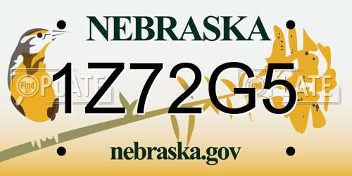 1Z72G5 Nebraska License Plate