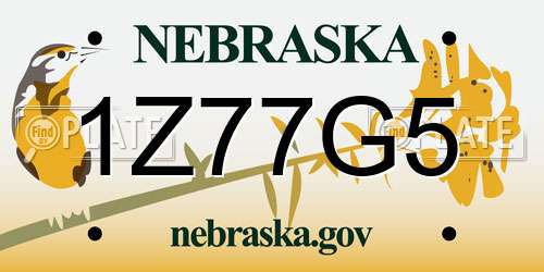 1Z77G5 Nebraska License Plate