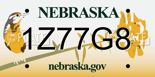 1Z77G8 Nebraska License Plate