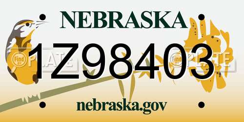 1Z98403 Nebraska License Plate