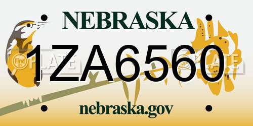 1ZA6560 Nebraska License Plate