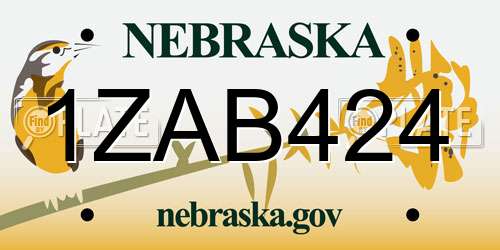 1ZAB424 Nebraska License Plate