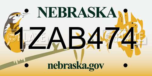 1ZAB474 Nebraska License Plate