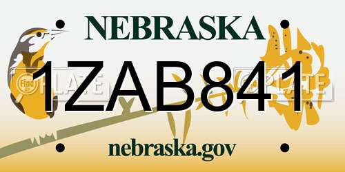 1ZAB841 Nebraska License Plate