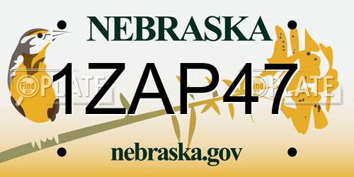 1ZAP47 Nebraska License Plate