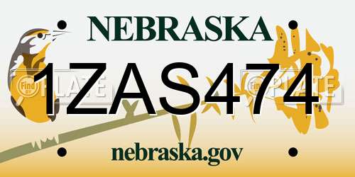 1ZAS474 Nebraska License Plate