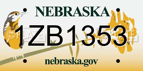 1ZB1353 Nebraska License Plate
