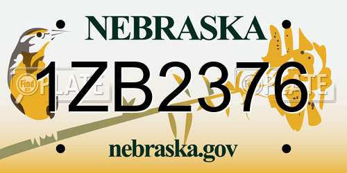 1ZB2376 Nebraska License Plate