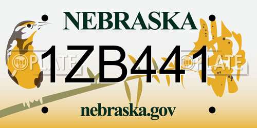 1ZB441 Nebraska License Plate