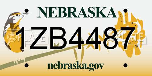 1ZB4487 Nebraska License Plate
