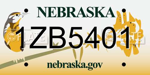 1ZB5401 Nebraska License Plate