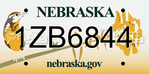 1ZB6844 Nebraska License Plate