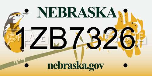 1ZB7326 Nebraska License Plate