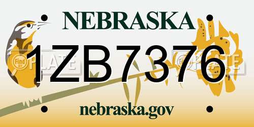 1ZB7376 Nebraska License Plate