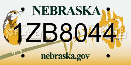 1ZB8044 Nebraska License Plate