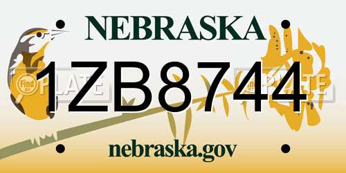 1ZB8744 Nebraska License Plate