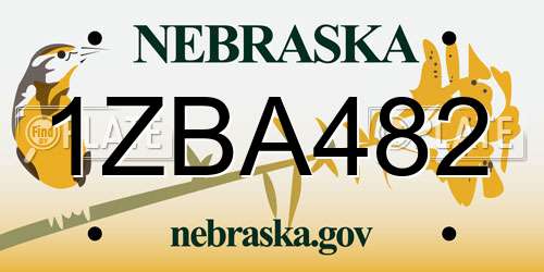1ZBA482 Nebraska License Plate
