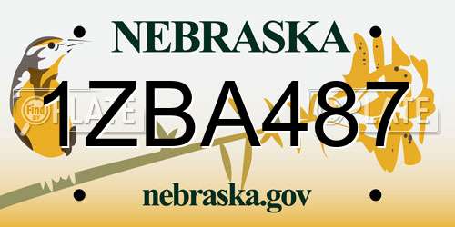 1ZBA487 Nebraska License Plate