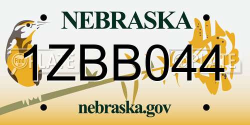 1ZBB044 Nebraska License Plate