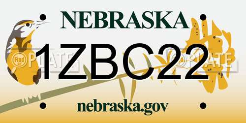 1ZBC22 Nebraska License Plate