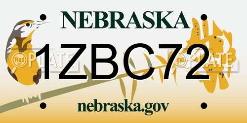 1ZBC72 Nebraska License Plate