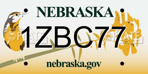 1ZBC77 Nebraska License Plate