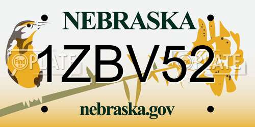 1ZBV52 Nebraska License Plate