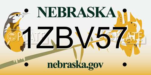 1ZBV57 Nebraska License Plate