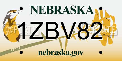 1ZBV82 Nebraska License Plate