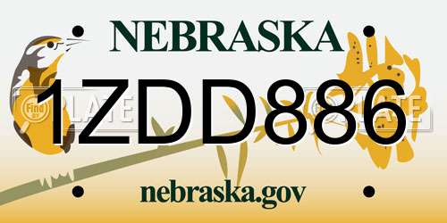 1ZDD886 Nebraska License Plate