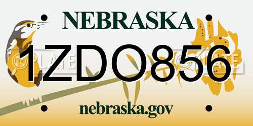 1ZDO856 Nebraska License Plate