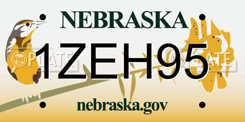 1ZEH95 Nebraska License Plate