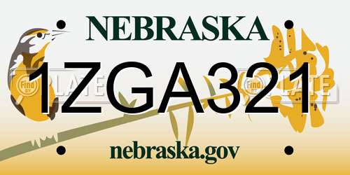 1ZGA321 Nebraska License Plate
