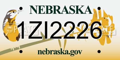 1ZI2226 Nebraska License Plate