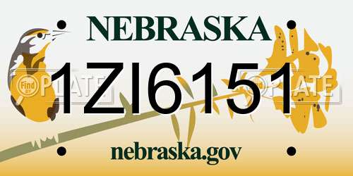 1ZI6151 Nebraska License Plate