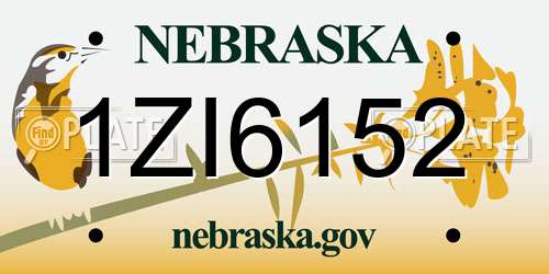 1ZI6152 Nebraska License Plate