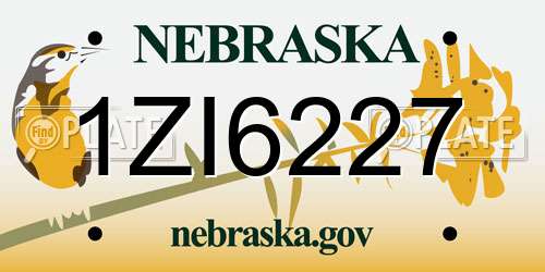1ZI6227 Nebraska License Plate