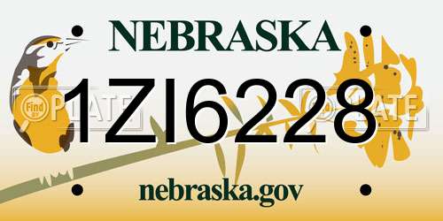 1ZI6228 Nebraska License Plate