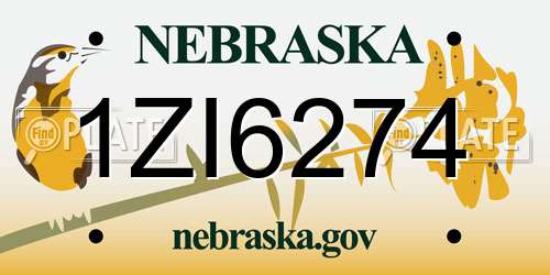 1ZI6274 Nebraska License Plate