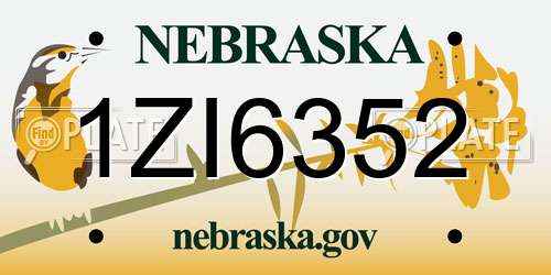 1ZI6352 Nebraska License Plate