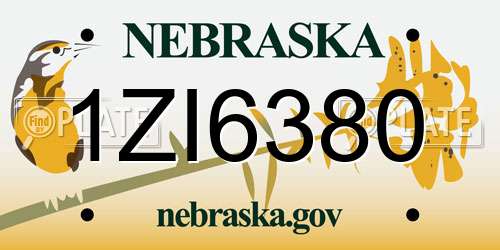 1ZI6380 Nebraska License Plate