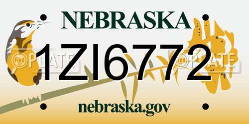 1ZI6772 Nebraska License Plate