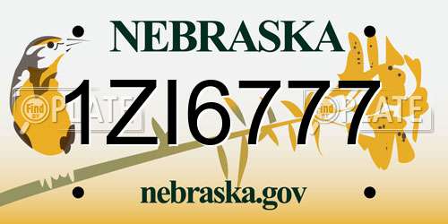 1ZI6777 Nebraska License Plate