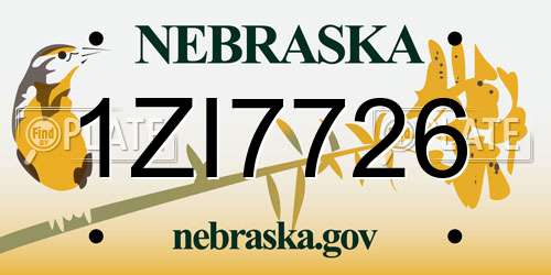 1ZI7726 Nebraska License Plate