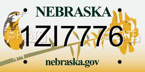 1ZI7776 Nebraska License Plate