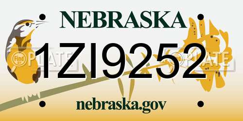 1ZI9252 Nebraska License Plate