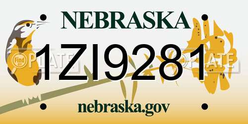 1ZI9281 Nebraska License Plate